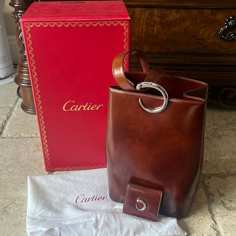 Cartier Pantere Side pack & coin purse Jasper brown